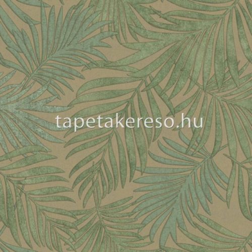 Limonta MAKALLE II vlies, vinyl anyagú zöld, barna színű leveles modern tapéta