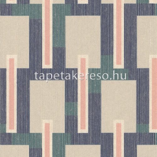 Emil & Hugo Oxford vlies, textil anyagú beige, kék, rózsaszín színű geometriai modern, natural tapéta