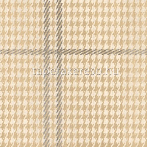 Emil & Hugo Oxford vlies, textil anyagú beige, barna, szürke színű kockás, tyúkláb modern, natural tapéta
