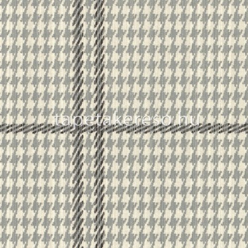 Emil & Hugo Oxford vlies, textil anyagú fehér, szürke, fekete színű tyúkláb, textilhatású, kockás modern, natural tapéta
