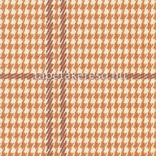 Emil & Hugo Oxford vlies, textil anyagú beige, narancssárga színű kockás, tyúkláb modern, natural tapéta