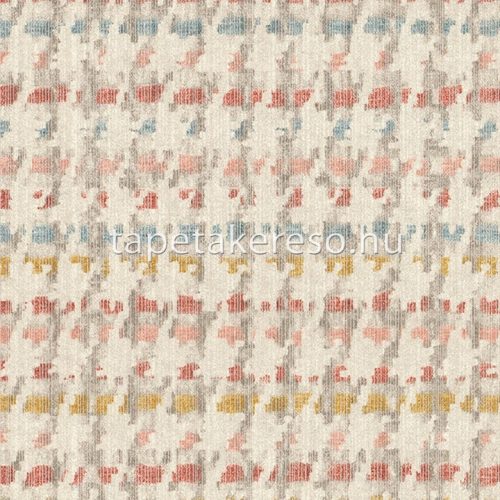 Emil & Hugo Oxford vlies, textil anyagú fehér, okker, kék, bordó, rózsaszín színű tyúkláb, textilhatású modern, natural tapéta