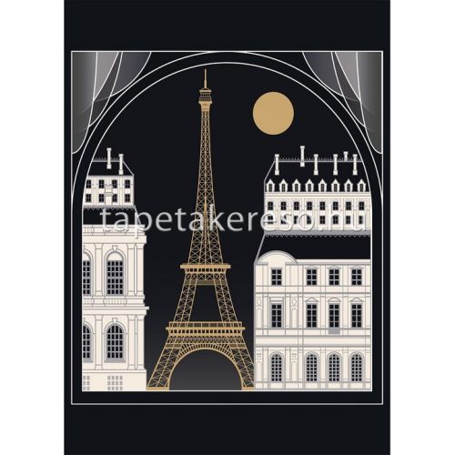 Casadeco Beauty Full Image vlies anyagú fekete, fehér, arany színű eiffel tornyos modern poszter