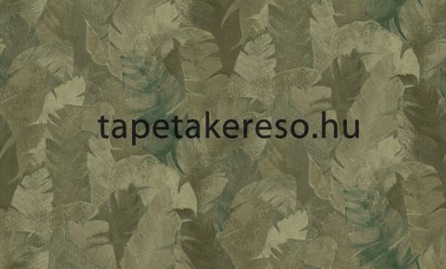 Ravenna Yazmin vlies, vinyl anyagú barna, beige, kék, arany színű leveles klasszikus tapéta
