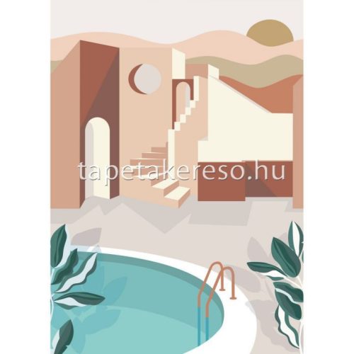 Casadeco Beauty Full Image 2 vlies anyagú barna, zöld, barack színű épület modern poszter