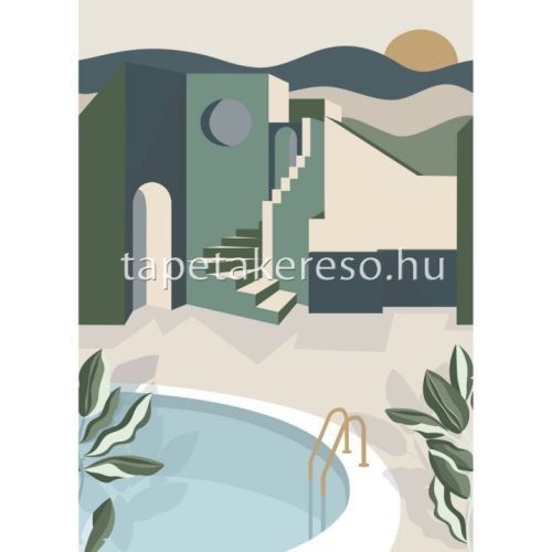 Casadeco Beauty Full Image 2 vlies anyagú kék, zöld, beige színű épület modern poszter
