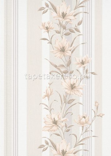 Erismann Finesse habos, vlies anyagú beige, barna, csillámos színű virágos, csíkos, nem illesztős retro tapéta