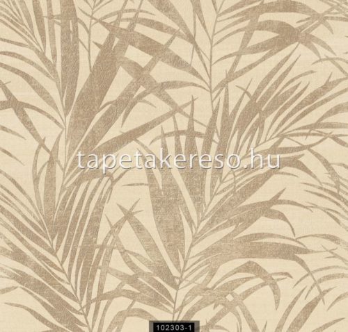 Ravenna Munira vinyl, vlies anyagú beige, barna színű leveles modern tapéta