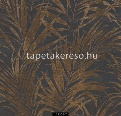 Ravenna Munira vinyl, vlies anyagú szürke, barna színű leveles modern tapéta