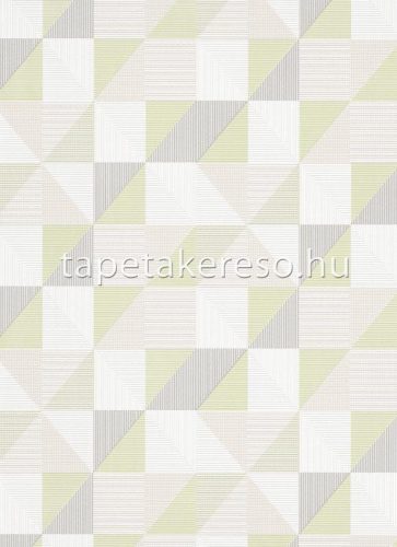 Erismann Finesse habos, vlies anyagú fehér, zöld, szürke, beige színű geometriai retro tapéta