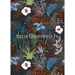   Casadeco Beauty Full Image 2 vlies anyagú fekete, kék, zöld, narancssárga színű virágos, leveles modern poszter