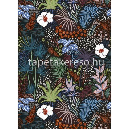 Casadeco Beauty Full Image 2 vlies anyagú fekete, kék, zöld, narancssárga színű virágos, leveles modern poszter