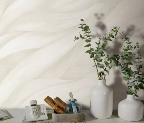 Erismann Casual Chic vlies, vinyl anyagú fehér, szürke, beige színű hullámos, 3d modern tapéta