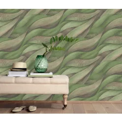   Erismann Casual Chic vlies, vinyl anyagú zöld, lila színű hullámos, 3d modern tapéta