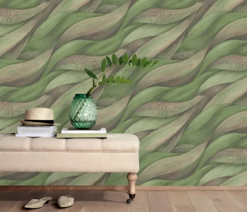 Erismann Casual Chic vlies, vinyl anyagú zöld, lila színű hullámos, 3d modern tapéta