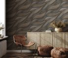 Erismann Casual Chic vlies, vinyl anyagú fekete, szürke, barna színű hullámos, 3d modern tapéta