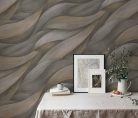 Erismann Casual Chic vlies, vinyl anyagú fekete, szürke, barna színű hullámos, 3d modern tapéta