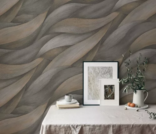 Erismann Casual Chic vlies, vinyl anyagú fekete, szürke, barna színű hullámos, 3d modern tapéta