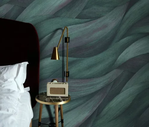 Erismann Casual Chic vlies, vinyl anyagú lila, fekete, türkiz színű hullámos, 3d modern tapéta