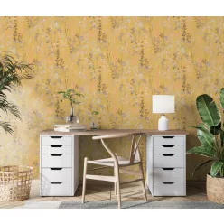   Erismann Casual Chic vlies, vinyl anyagú sárga, barna, szürke, rózsaszín színű növényes, leveles modern tapéta