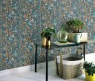 Erismann Casual Chic vlies, vinyl anyagú kék, barna, türkiz színű növényes, leveles modern tapéta