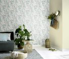 Erismann Casual Chic vlies, vinyl anyagú fehér, szürke, türkiz, barna színű növényes, leveles modern tapéta
