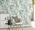 Erismann Casual Chic vlies, vinyl anyagú fehér, szürke, türkiz, barna színű növényes, leveles modern tapéta