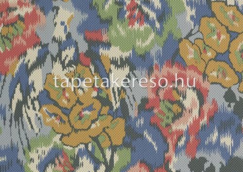 Jannelli & Volpi Missioni Home Wallcoverings 04 vlies, vinyl anyagú kék, fehér, piros, zöld, okker, szürke színű virágos modern tapéta