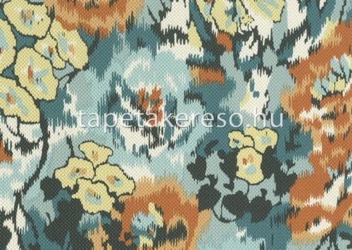 Jannelli & Volpi Missioni Home Wallcoverings 04 vlies, vinyl anyagú szürke, kék, narancssárga, barna, fehér színű virágos modern tapéta