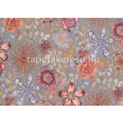   Jannelli & Volpi Missioni Home Wallcoverings 04 vlies, vinyl anyagú homok, bordó, kék, narancssárga, lila színű virágos, etno modern tapéta