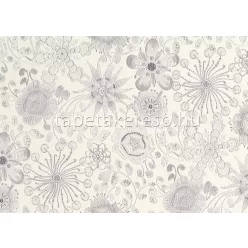   Jannelli & Volpi Missioni Home Wallcoverings 04 vlies, vinyl anyagú fehér, szürke színű virágos, etno modern tapéta