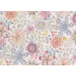   Jannelli & Volpi Missioni Home Wallcoverings 04 vlies, vinyl anyagú törtfehér, kék, rózsaszín, lila, zöld, sárga színű virágos, etno modern tapéta