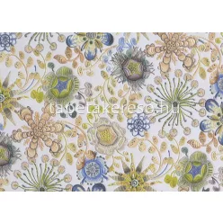   Jannelli & Volpi Missioni Home Wallcoverings 04 vlies, vinyl anyagú törtfehér, kék, zöld, barna, szürke színű virágos, etno modern tapéta