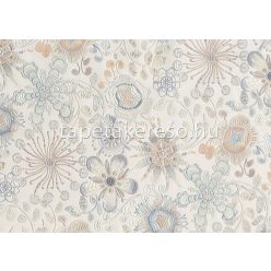   Jannelli & Volpi Missioni Home Wallcoverings 04 vlies, vinyl anyagú törtfehér, kék, beige színű virágos, etno modern tapéta
