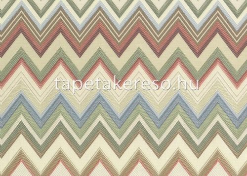 Jannelli & Volpi Missioni Home Wallcoverings 04 vlies, vinyl anyagú beige, barna, bordó, zöld, kék színű chevron, textilhatású, zig-zag modern tapéta