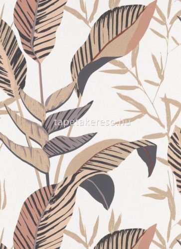 Erismann Elle Decoration 3 vlies, vinyl anyagú beige, fekete, arany, barna színű leveles modern tapéta