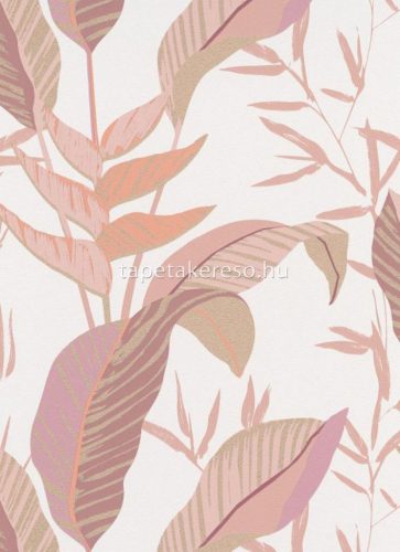 Erismann Elle Decoration 3 vlies, vinyl anyagú beige, mályva, narancssárga, arany, lila színű leveles modern tapéta