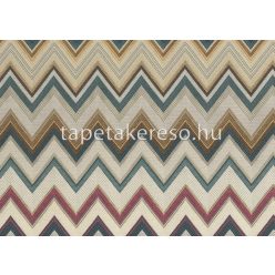   Jannelli & Volpi Missioni Home Wallcoverings 04 vlies, vinyl anyagú barna, kék, beige, bordó, arany színű chevron, textilhatású, zig-zag modern tapéta