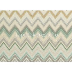   Jannelli & Volpi Missioni Home Wallcoverings 04 vlies, vinyl anyagú törtfehér, barna, zöld, türkiz, szürke színű chevron, textilhatású, zig-zag modern tapéta