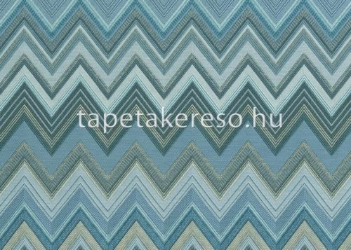 Jannelli & Volpi Missioni Home Wallcoverings 04 vlies, vinyl anyagú kék, türkiz, barna, szürke színű chevron, textilhatású, zig-zag modern tapéta