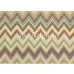   Jannelli & Volpi Missioni Home Wallcoverings 04 vlies, vinyl anyagú sárga, zöld, lila, terrakotta, kék színű chevron, textilhatású, zig-zag modern tapéta