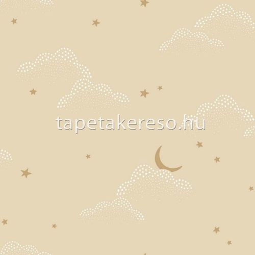 Caselio Autour du Monde vlies anyagú beige, barna színű pöttyös, csillagos gyerek tapéta
