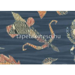   Jannelli & Volpi Missioni Home Wallcoverings 04 vlies, vinyl anyagú kék, barna, beige, piros, sárga színű ember, halas, állatos, kötött modern tapéta