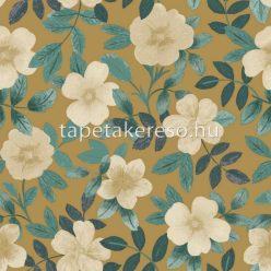   Caselio Danaé vinyl, vlies anyagú barna, beige, türkiz színű virágos, leveles modern tapéta