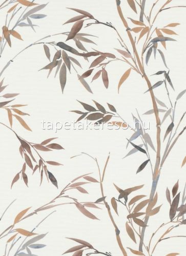 Erismann Martinique vlies, vinyl anyagú fehér, barna, kék színű bambusz, leveles, textilhatású modern, natural tapéta