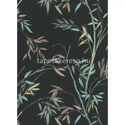   Erismann Martinique vlies, vinyl anyagú fekete, zöld, barna, sárga színű bambusz, leveles, textilhatású modern, natural tapéta