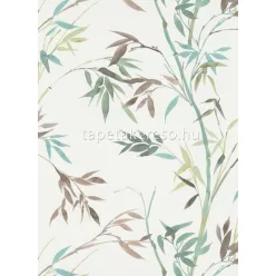   Erismann Martinique vlies, vinyl anyagú fehér, zöld, barna színű bambusz, leveles, textilhatású modern, natural tapéta