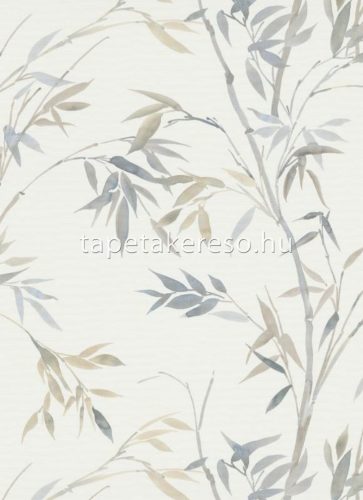 Erismann Martinique vlies, vinyl anyagú fehér, barna, kék, szürke színű bambusz, leveles, textilhatású modern, natural tapéta