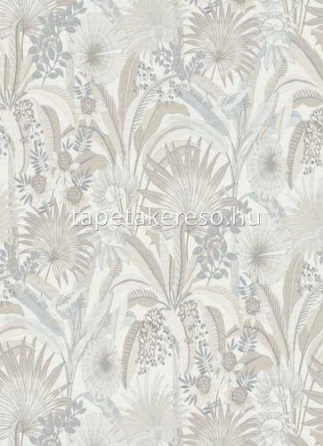 Erismann Martinique vlies, vinyl anyagú fehér, szürke, beige, csillámos színű virágos, növényes, textilhatású modern, natural tapéta