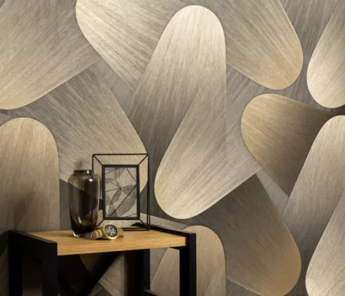 Erismann  Elysium vinyl, vlies anyagú, szürke, arany színű, 3d, geometriai, Modern tapéta